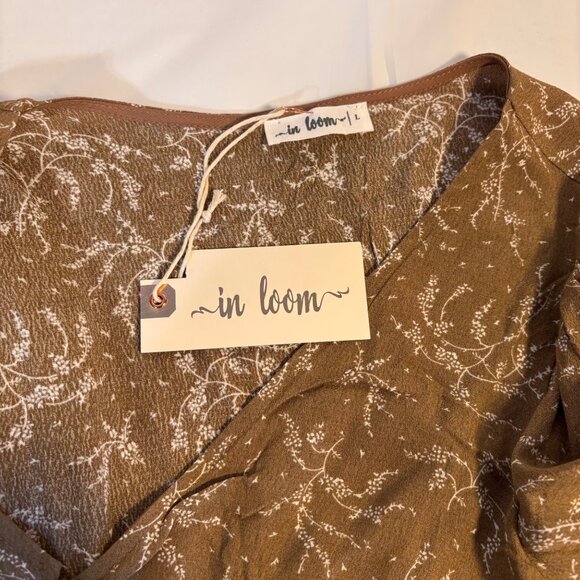 In Loom Floral-Print Button-Front Maxi Dress Boho Cottagecore Peasant Women’s L - Picture 5 of 15